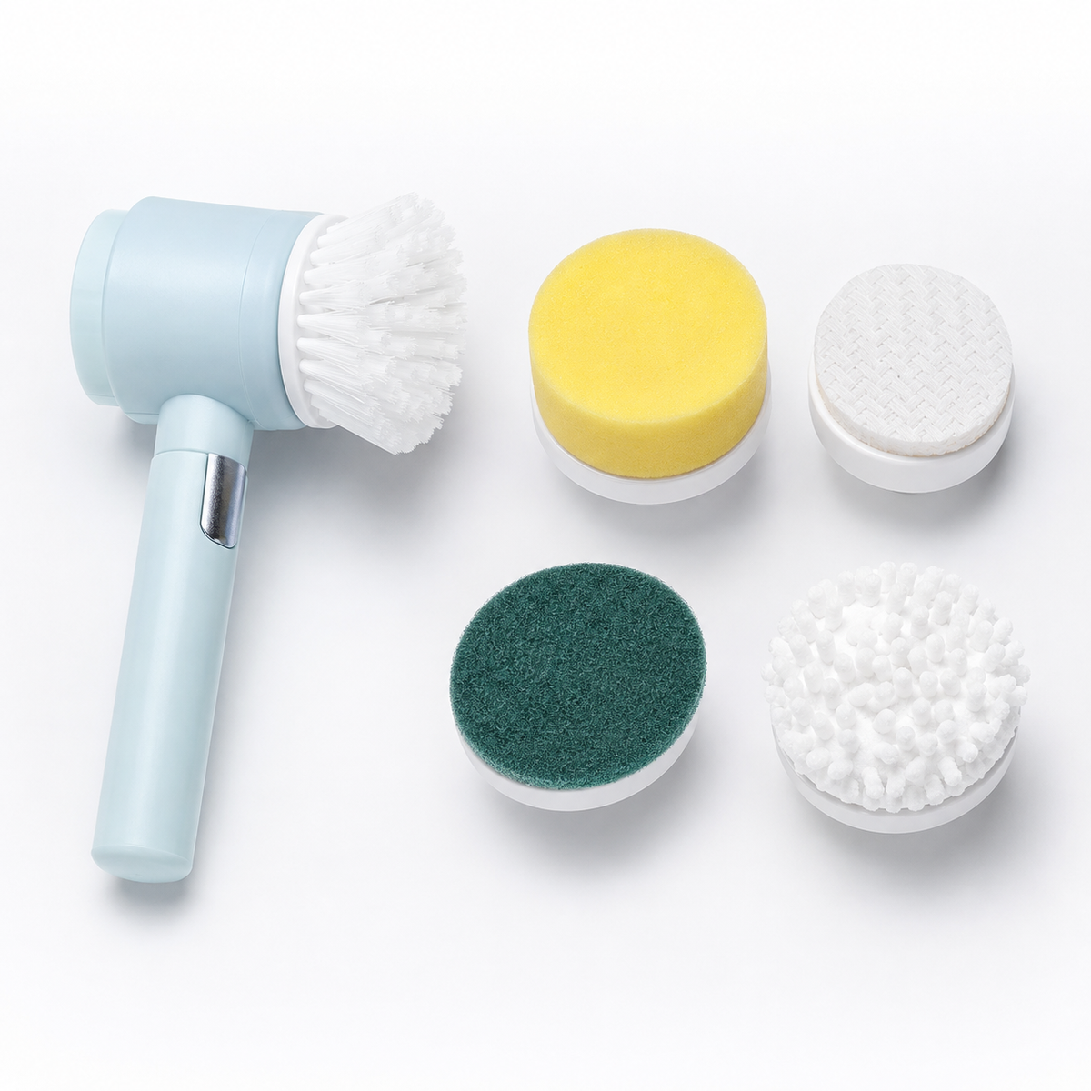 Perie electrică de curățare Magic Brush 5 în 1, cu capete interschimbabile, reîncărcabilă USB, albastru