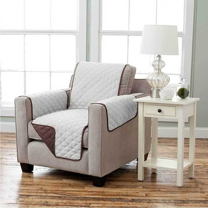 Husă de protecție reversibilă pentru canapea Couch Coat, 2 fețe, 170 × 235 cm, maro/alb