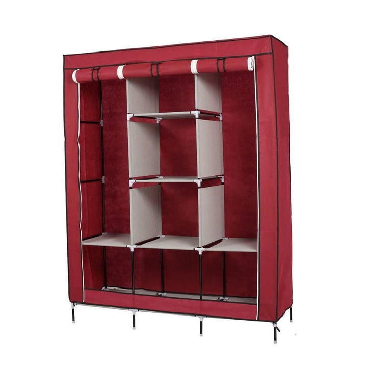 Dulap textil organizator pentru haine, 8 rafturi și bare pentru umerașe, 130 × 45 × 175 cm