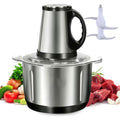 Tocator electric pentru carne si legume cu Tocator electric, 5 lame din otel inoxidabil, 3 viteze, 5L, angrenaj metalic, baza anti-alunecare, cu Tocator de legume, Potrivit pentru legume si carne, Argintiu